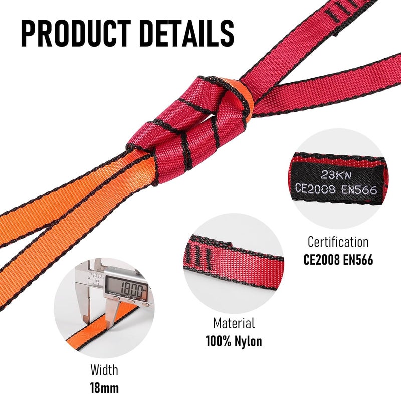 KINGTLE 18MM Nylon Climbing Sling Runner - 23KN CE2008/EN566 Certified Webbing Straps for Rock Climbing, Rappelling, Hammock Rigging & Yoga Swing - Image 4